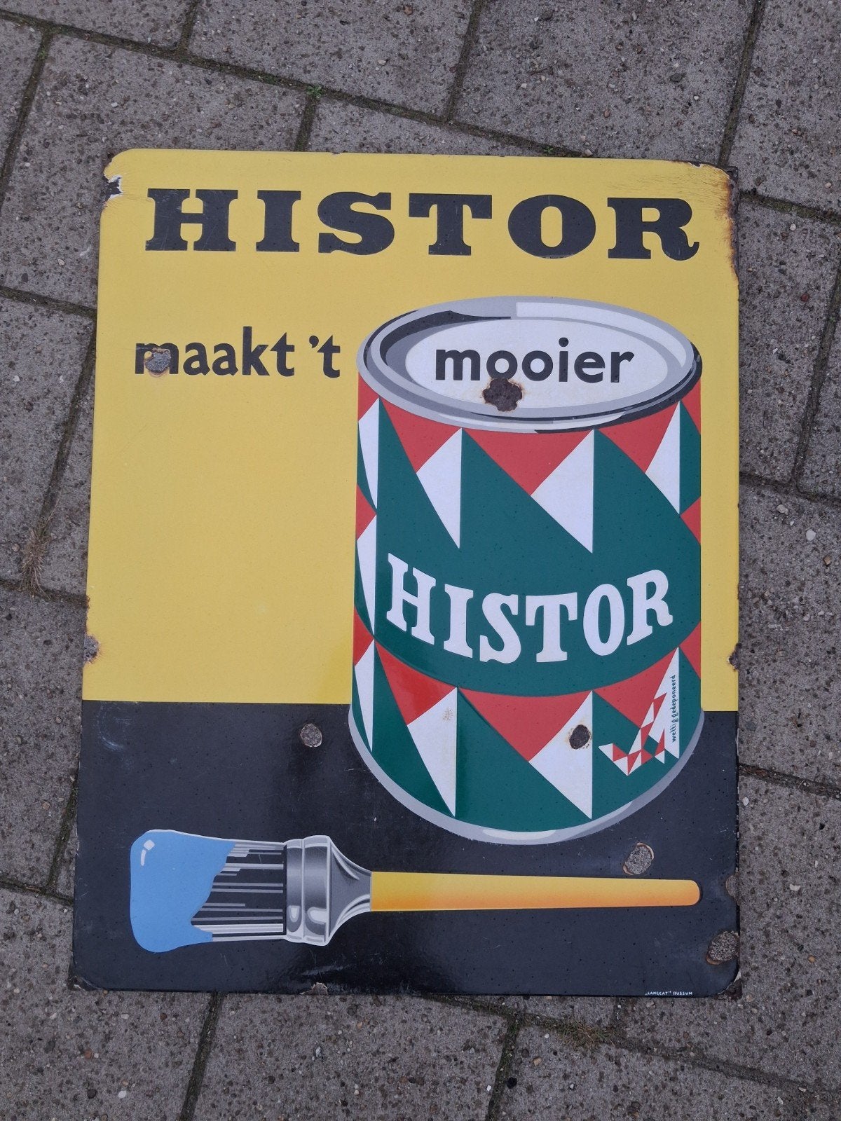 Mooi Histor emaille reclamebord, Verzamelen, Ophalen of Verzenden, Gebruikt, Reclamebord
