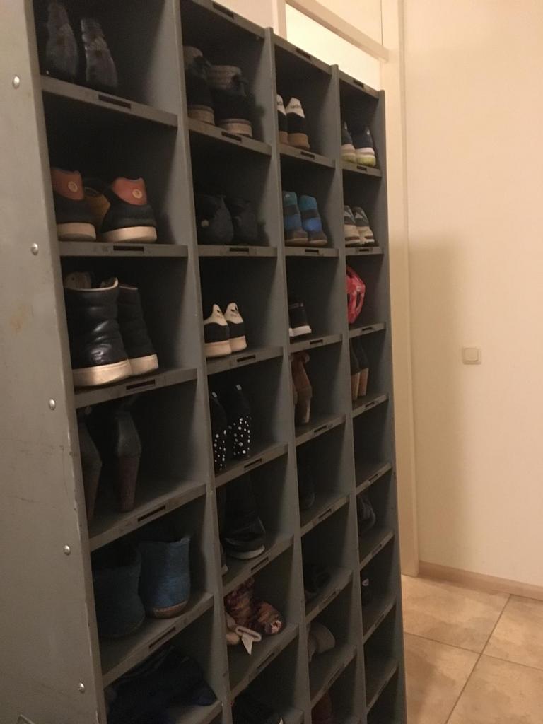 Vintage stalen postsorteerkast / schoenenkast - Grijs, Ophalen, Gebruikt