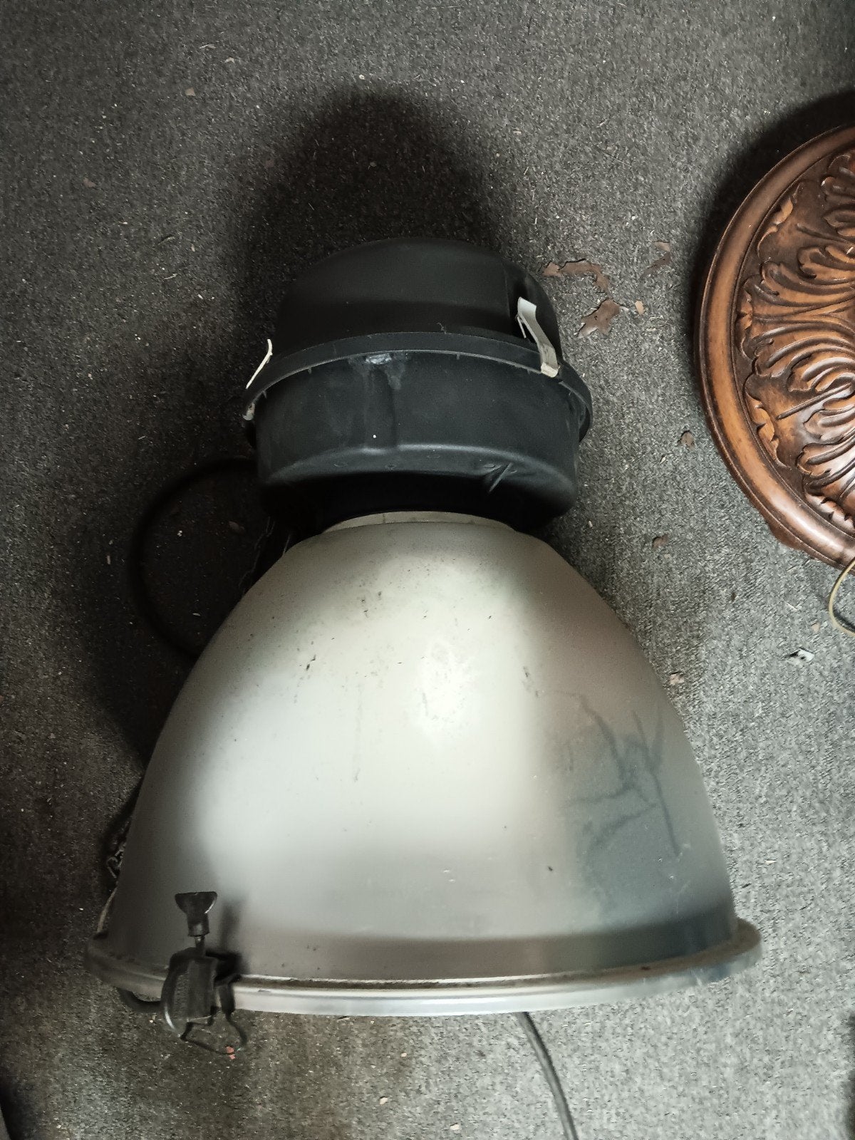 Grote industriële lamp met kettingophanging, Huis en Inrichting, Overige merken, Gebruikt, Grijs, Industrieel