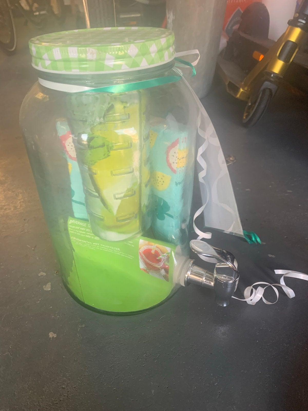 Limonadetap met kraantje en fruitdispenser, Nieuw, Ophalen of Verzenden, Wit, Glas