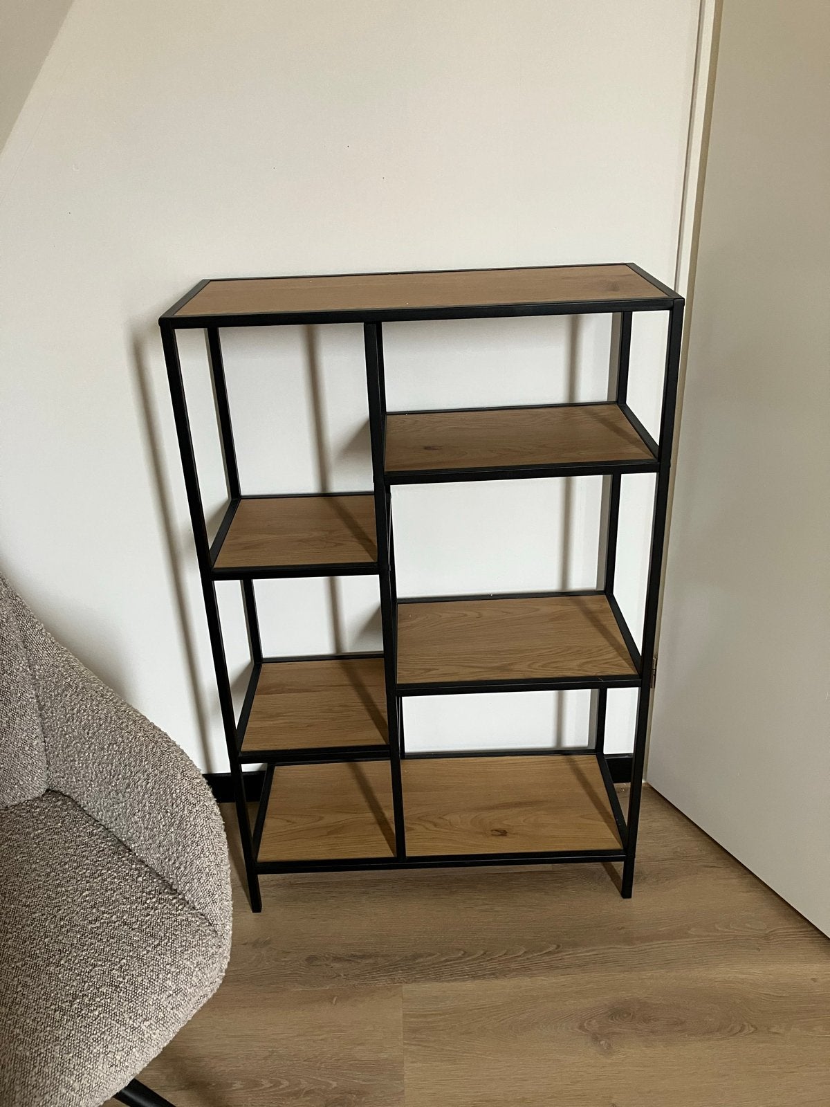 2x Industriële Boekenkast/Open Kast - Zwart Metaal & Hout, Ophalen, Met plank(en), 50 tot 100 cm, Zo goed als nieuw