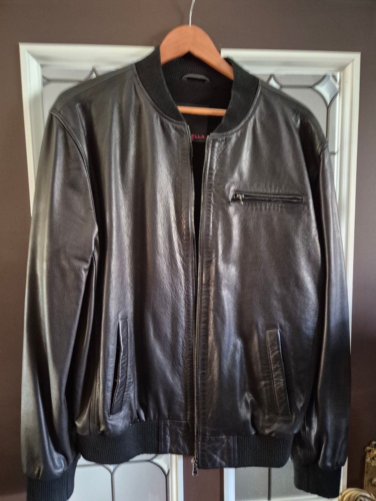 Nieuwe zwarte leren bomber, Ophalen, Nieuw, Maat 52/54 (L), Zwart
