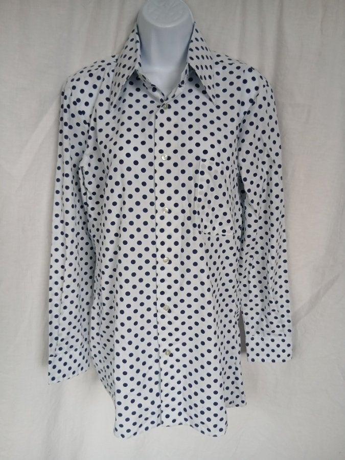 Gaaf origineel jaren '70 overhemd, wit met blauwe stippen S, Kleding | Heren, Wit, Ophalen of Verzenden, Zo goed als nieuw, .