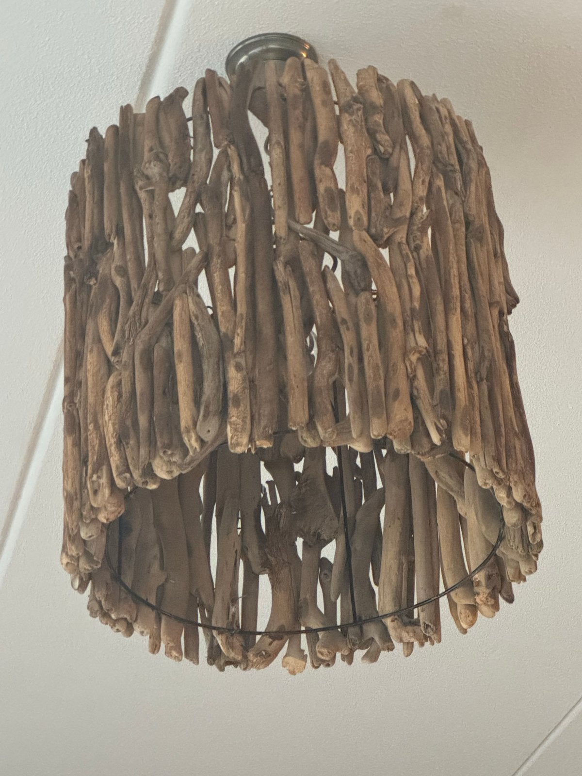 Unieke drijfhout hanglamp - Natuurlijke sfeer, Huis en Inrichting, Ophalen, Zo goed als nieuw, Hout, Overige fittingen