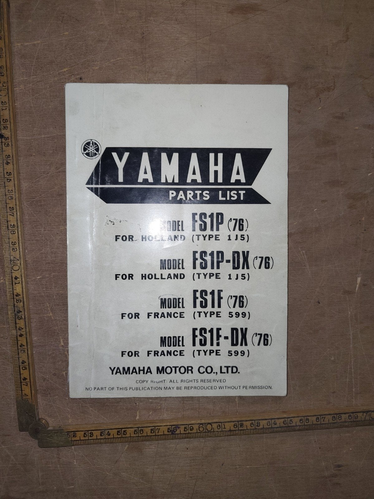 Onderdelen catalogus Yamaha Fs1 1976, Fietsen en Brommers, Ophalen of Verzenden