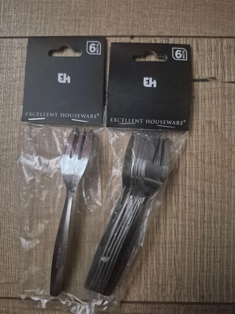 Nieuwe Excellent Houseware vorken - RVS en kunststof, Ophalen, Nieuw, Rvs of Chroom