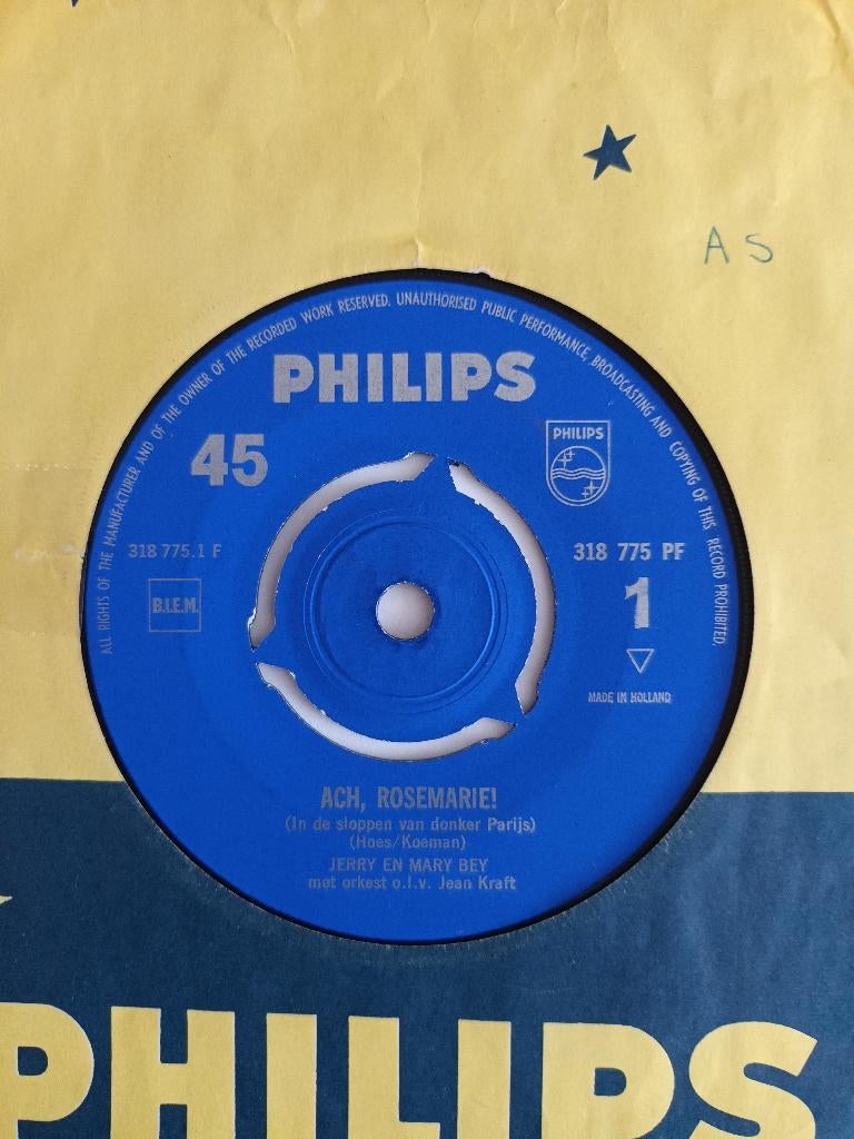 Jerry & Mary Bey - Ach, Rosemarie  (Philips 318 775), Ophalen of Verzenden, Zo goed als nieuw, 7 inch, Levenslied of Smartlap