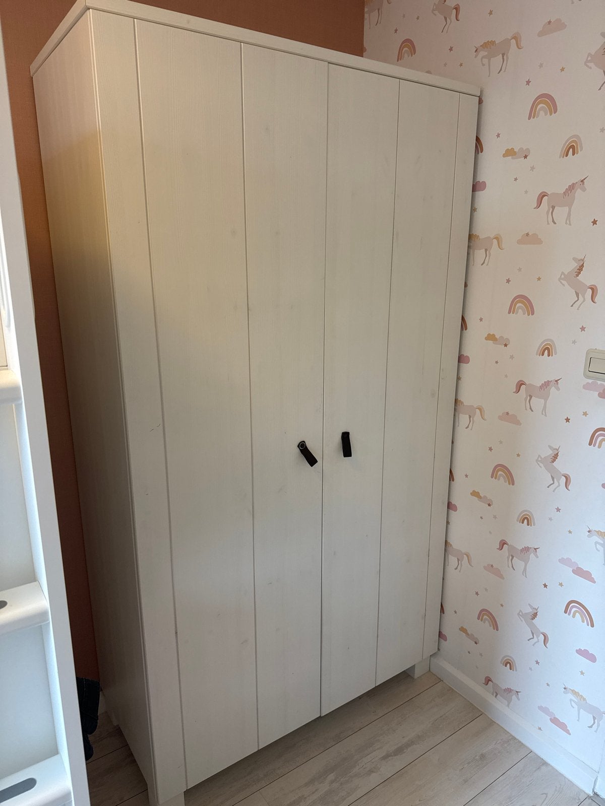 Witte Kinderkast met Hang- en Leggedeelte - 55x110x202,5 cm, Ophalen, Gebruikt, Kast, 50 tot 70 cm