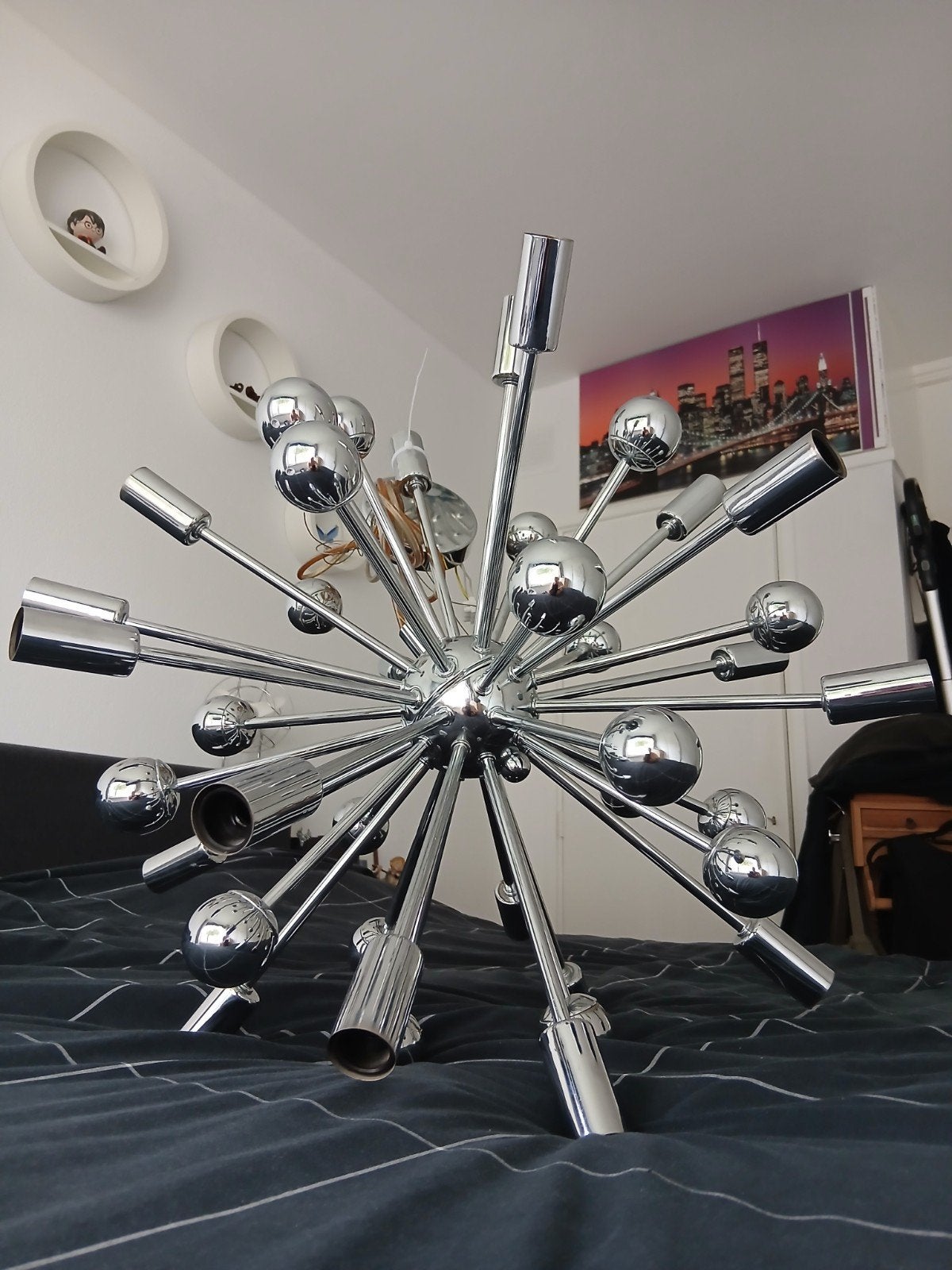 Sputnik XXL Hanglamp 70cm - Space Age Chroom, Space Age, E14 (klein), Ophalen of Verzenden, Zo goed als nieuw