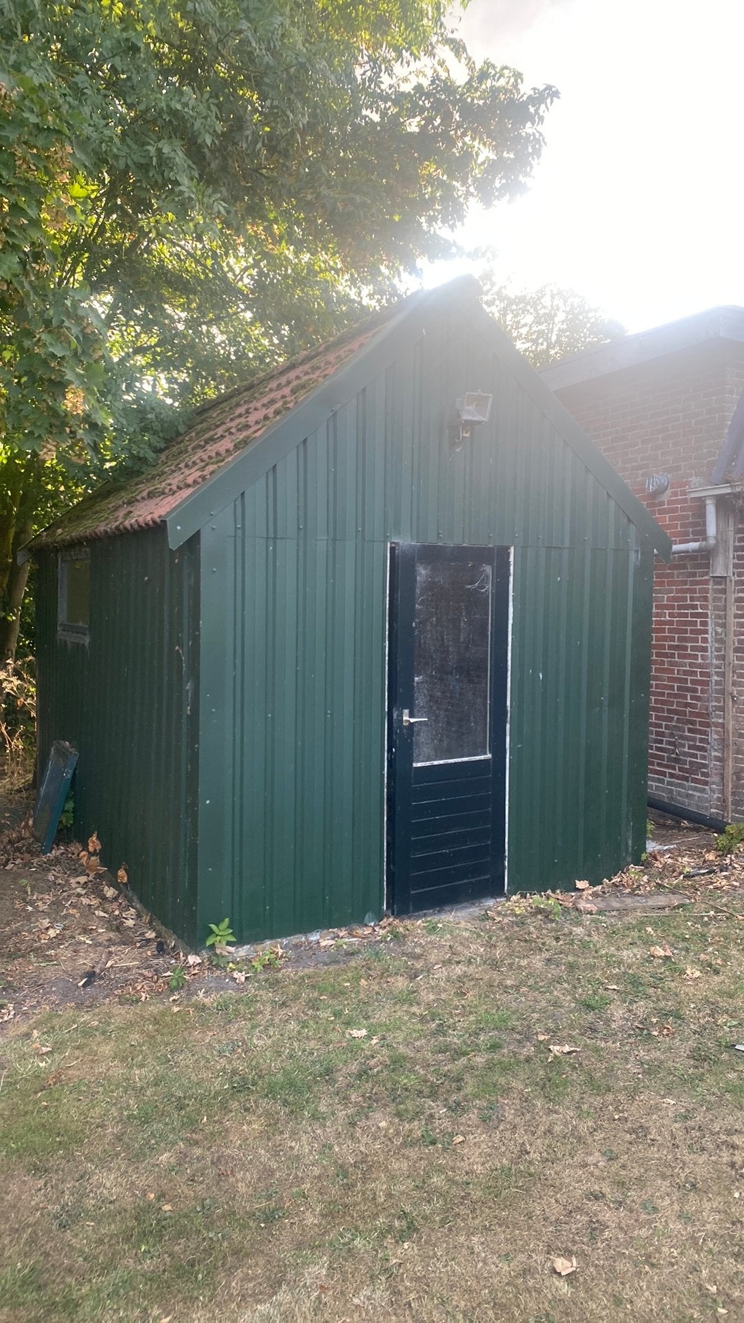 Complete schuur met groene beplating, Ophalen, Gebruikt, Metaal, Fietsenberging