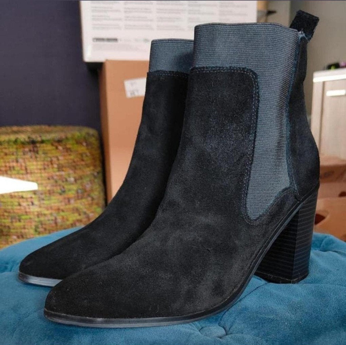 Mooie zwarte enkellaarzen River Island maat 40, Ophalen of Verzenden, Zo goed als nieuw, Zwart