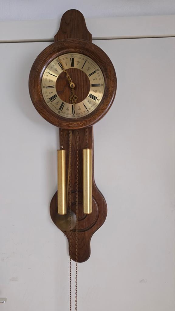 Vintage wandklok met slinger en gewichten, Antiek en Kunst, Ophalen of Verzenden