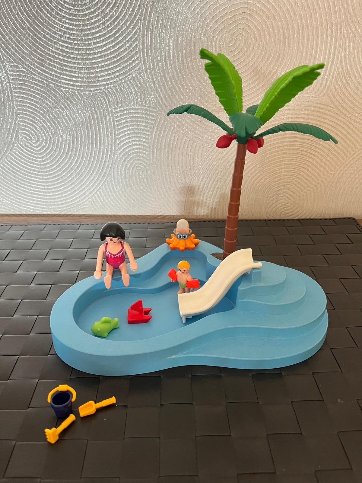 Playmobil Zwembad met palmboom en figuren, Kinderen en Baby's, Gebruikt, Complete set, Overige typen, Ophalen of Verzenden