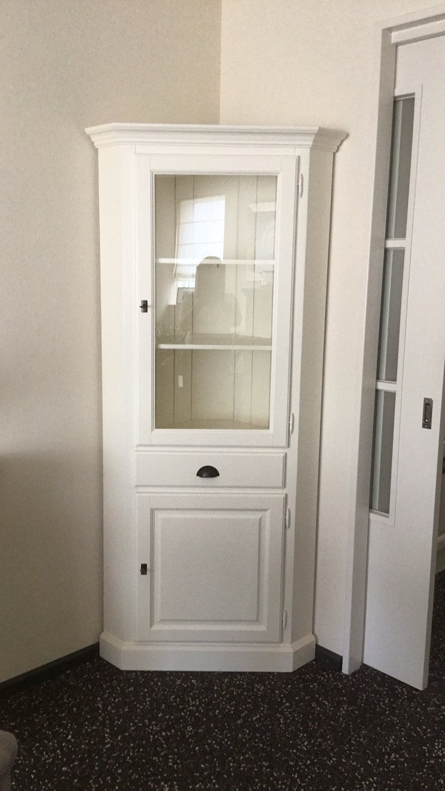 Hoekkast met glazen deur en lade, Huis en Inrichting, Ophalen, Gebruikt, 50 tot 100 cm, Met lade(s)