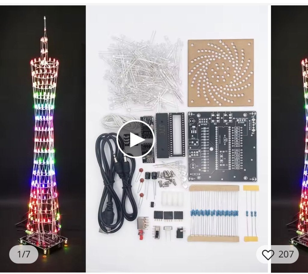DIY Canton Tower LED Bouwpakket – Spectaculair lichteffect, Ophalen of Verzenden, Nieuw
