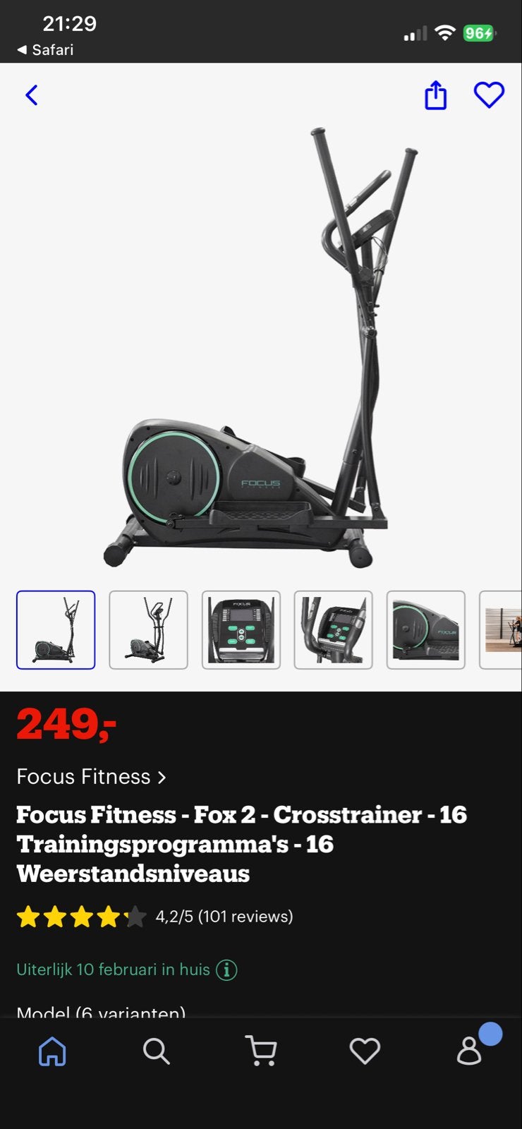 Focus Fitness Fox 2 Crosstrainer - 16 Weerstandsniveaus, Ophalen, Armen, Zo goed als nieuw, Crosstrainer