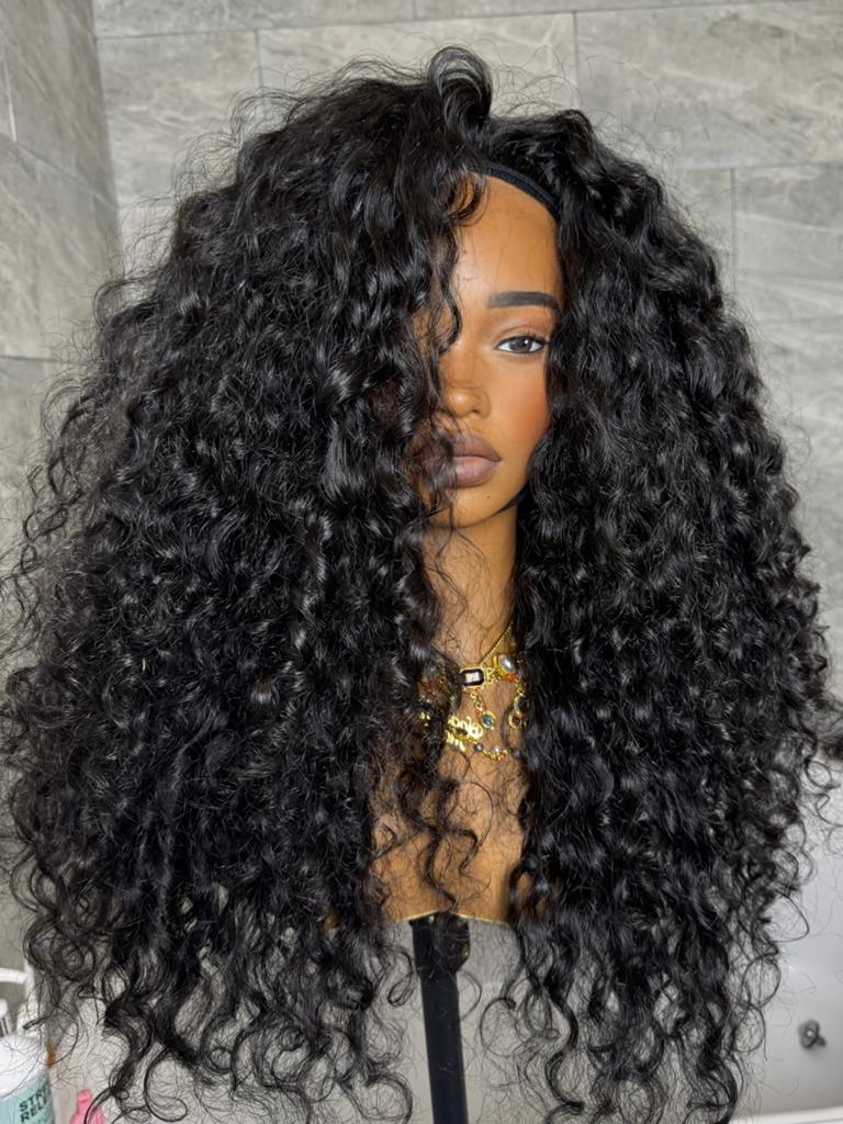 Indian curly raw hair half wig flip over wig 22inch, Ophalen of Verzenden, Nieuw, Pruik of Haarverlenging