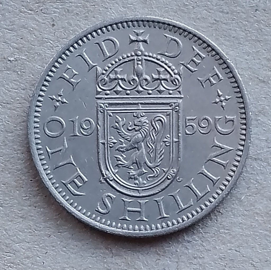 Engeland, 1 shilling 1959. Schots., Ophalen of Verzenden, Overige landen, Losse munt