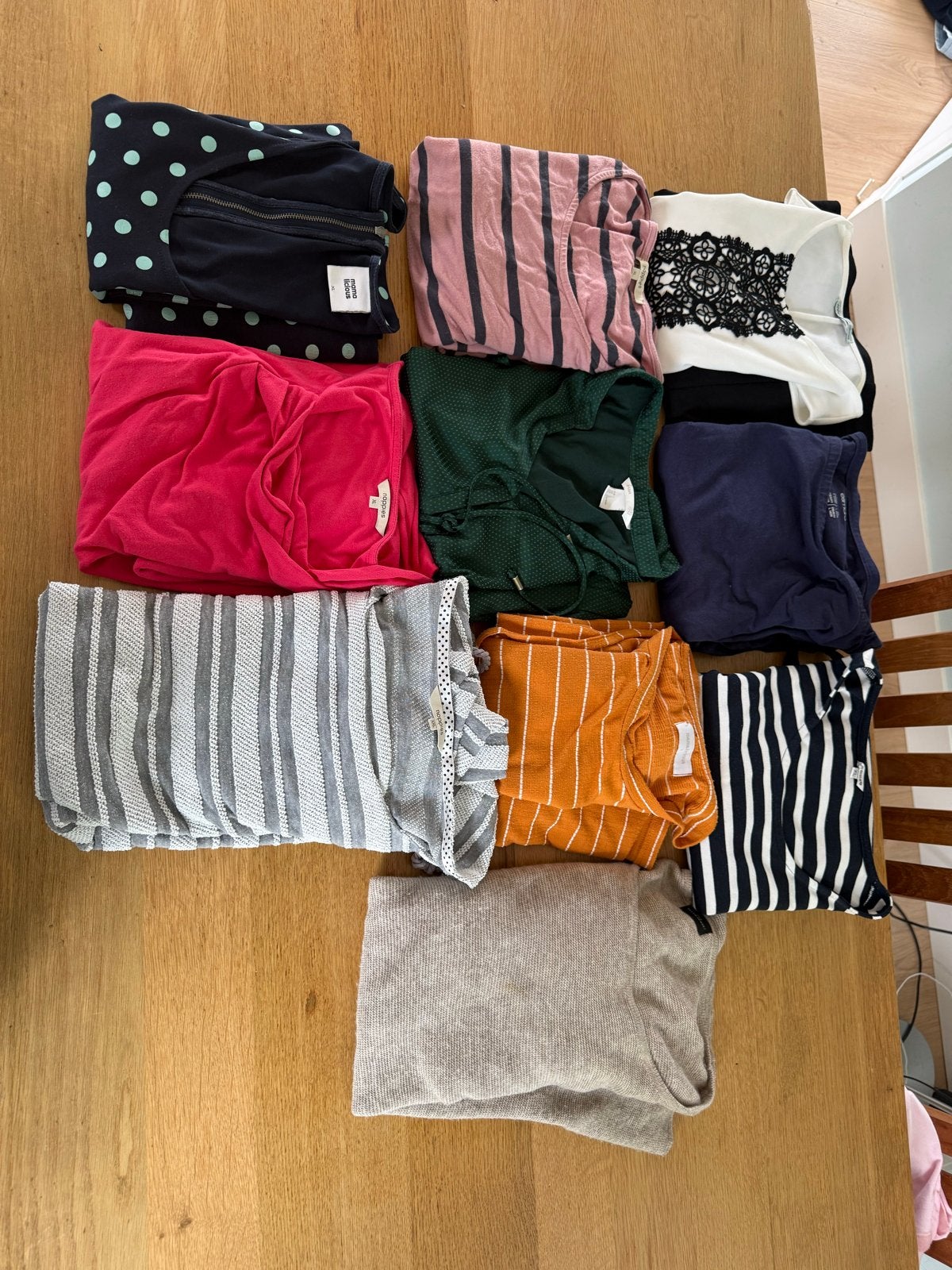 Zwangerschapskleding pakket XL (jurkjes, leggings, broeken), Ophalen, Blauw, Maat 46/48 (XL) of groter, Gedragen