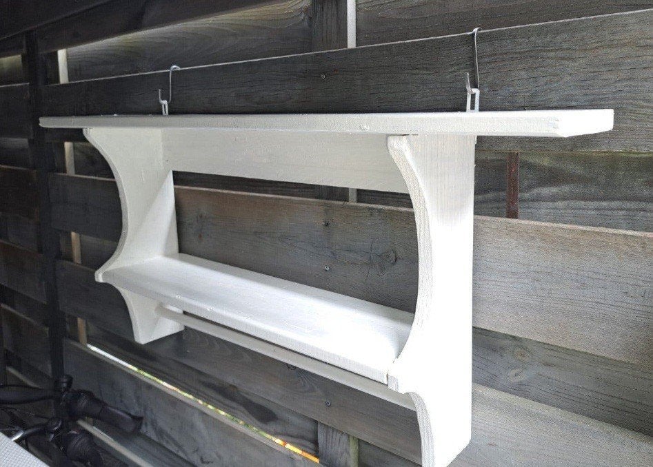 Retro Brocante Keukenrek Wit Hout - 90x42x15 cm, Hout, Ophalen of Verzenden, Wit, Gebruikt