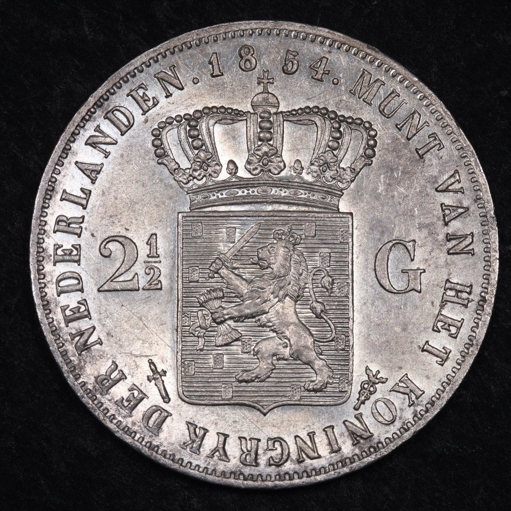 Rijksdaalder 1854. Pr/ Unc. (P), Koning Willem III, Zilver, Ophalen of Verzenden, Losse munt