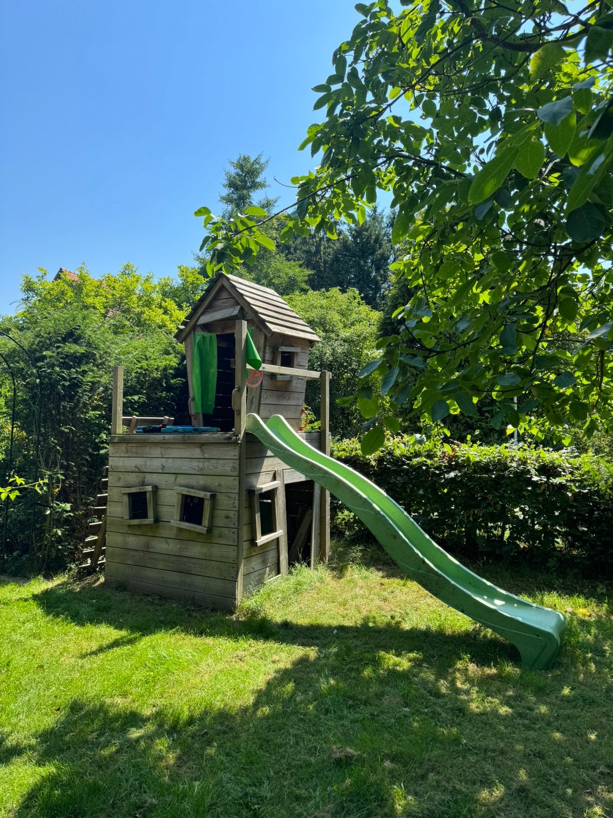 Wickey speeltoren met glijbaan, Ophalen, Zo goed als nieuw, Hout