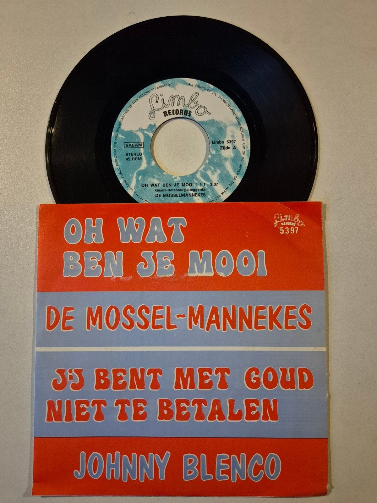 De Mossel Mannekes-Oh wat ben je mooi, Cd's en Dvd's, Vinyl Singles, 7 inch, Single, Ophalen of Verzenden, Zo goed als nieuw