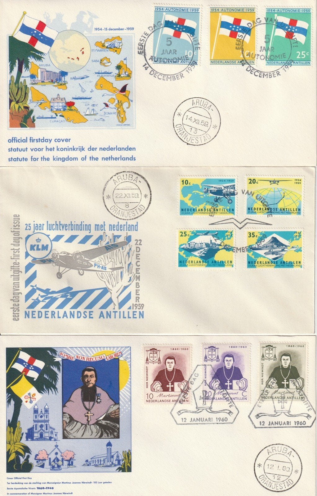 24 stuks FDC Nederlandse Antillen vanaf 1959, Postzegels en Munten, Postzegels | Eerstedagenveloppen, Ophalen of Verzenden, Onbeschreven