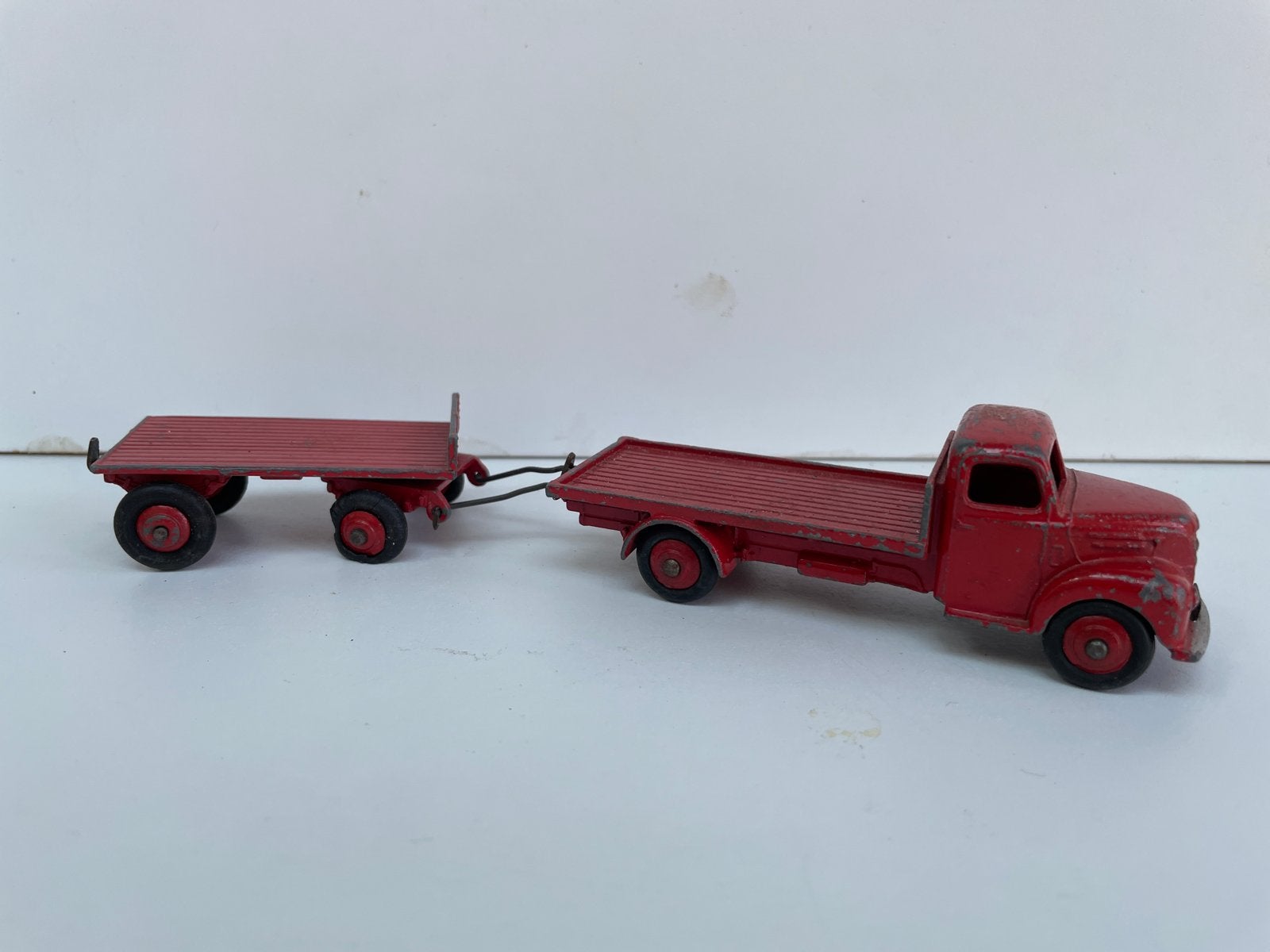 Vintage Dinky Toys Fordson vrachtwagen met aanhanger, Ophalen of Verzenden
