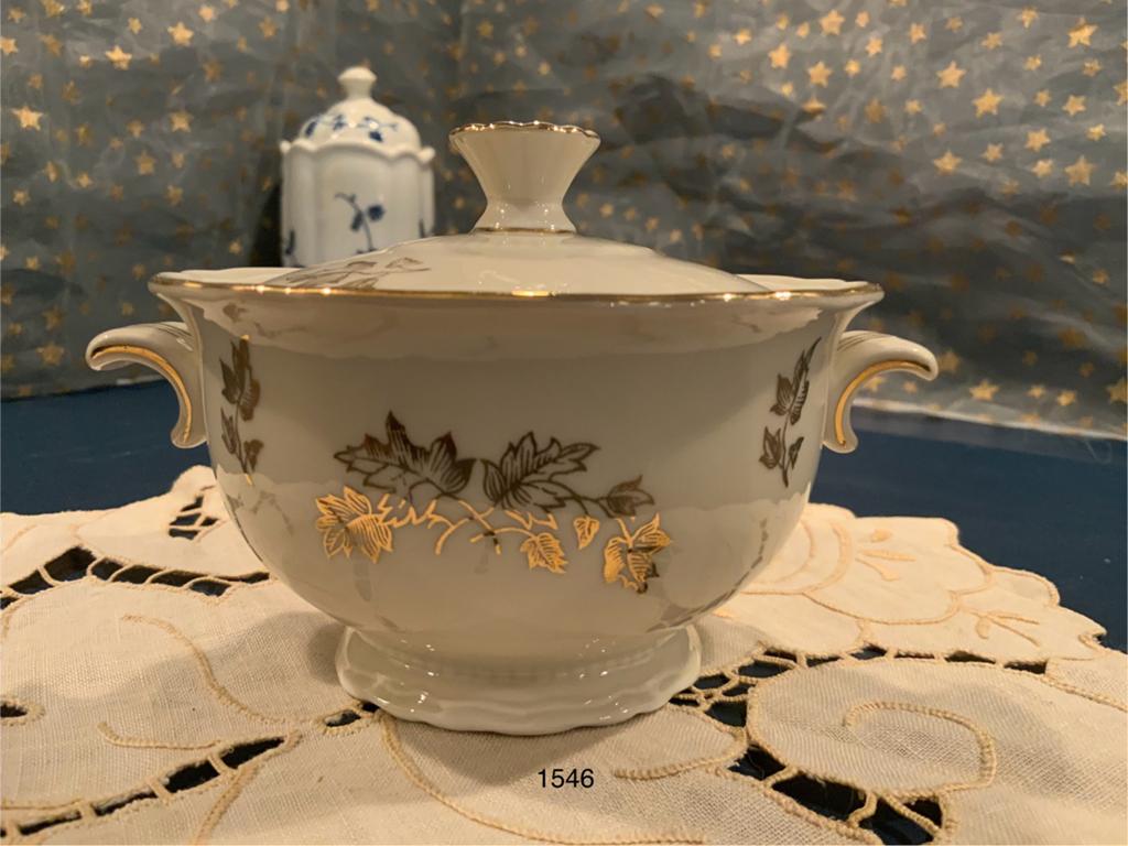 Zeh Scherzer Suikerpot met Gouden Bladmotief - Vintage Porse, Ophalen of Verzenden