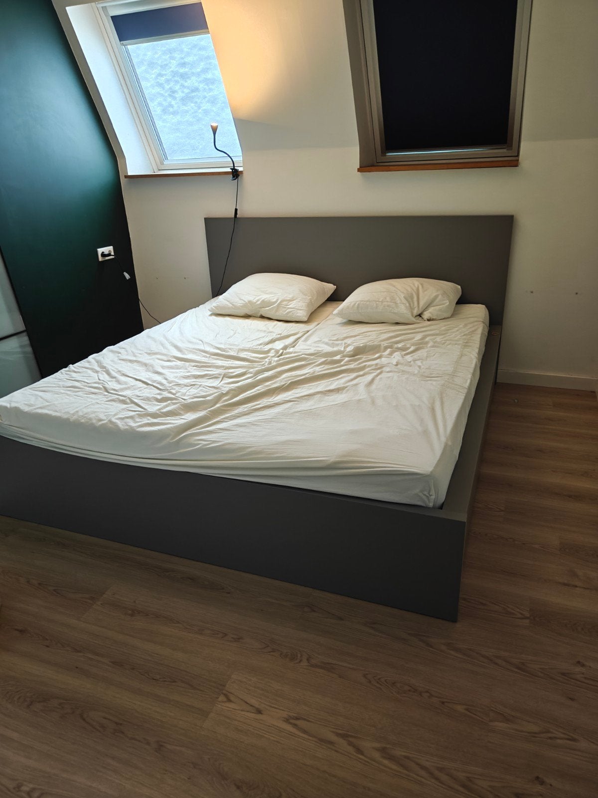 IKEA MALM bedframe grijs met 2 matrassen en bedlades, Ophalen, Gebruikt, Tweepersoons, 180 cm