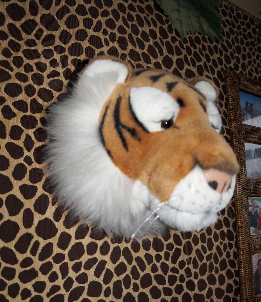 Bibib Pluche dierenkop Tijger Wanddecoratie (Wild & Soft), Ophalen of Verzenden, Gebruikt, Wanddecoratie