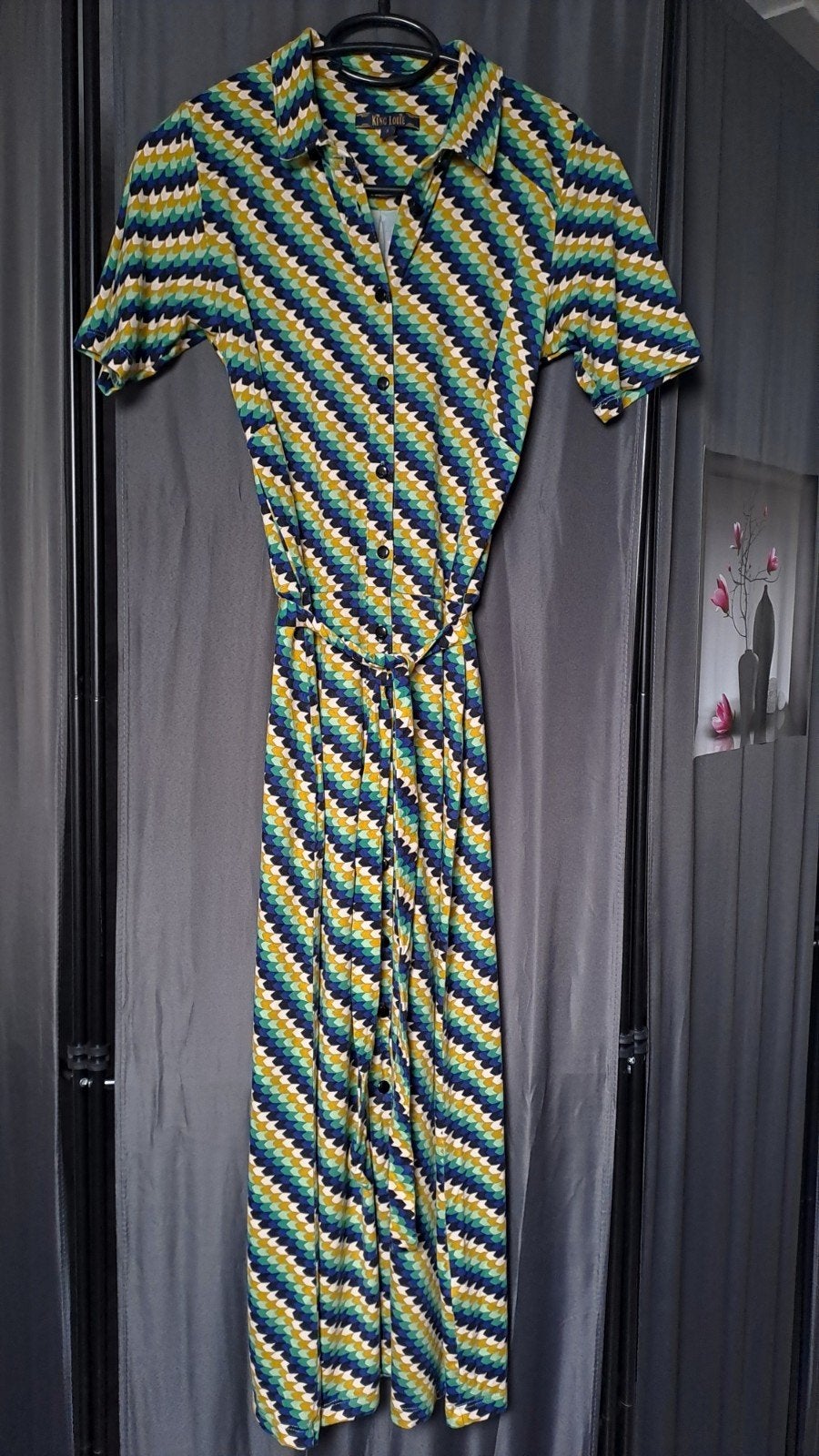 King Louie midi jurk viscose met patroon maat S, Meerkleurig, Ophalen of Verzenden, Zo goed als nieuw, King Louie