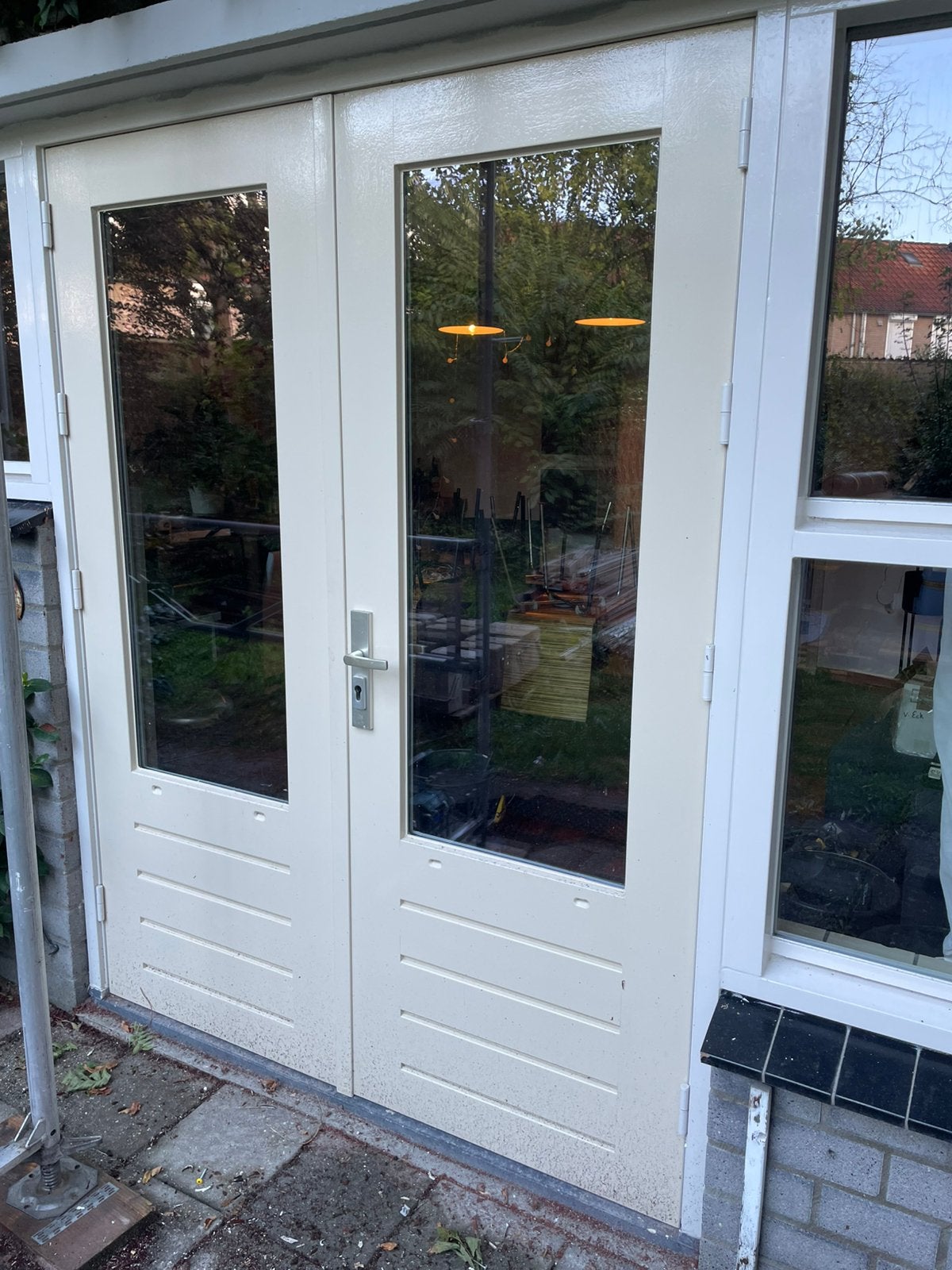 Hard houten tuindeuren set hr++ glas 211,5 x 160 cm, Ophalen, 200 tot 215 cm, Glas, Buitendeur