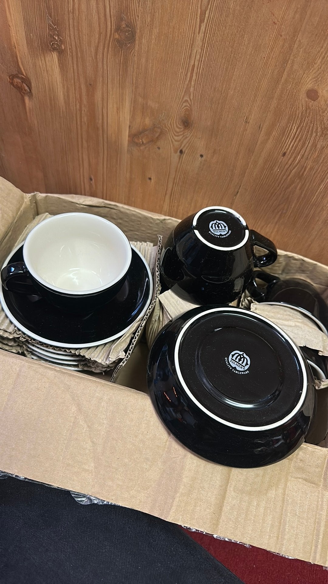 Cappuccino kop en schotel porselein 6x  ( Palmer ), Nieuw, Ophalen of Verzenden, Overige stijlen, Kop(pen) en/of Schotel(s)