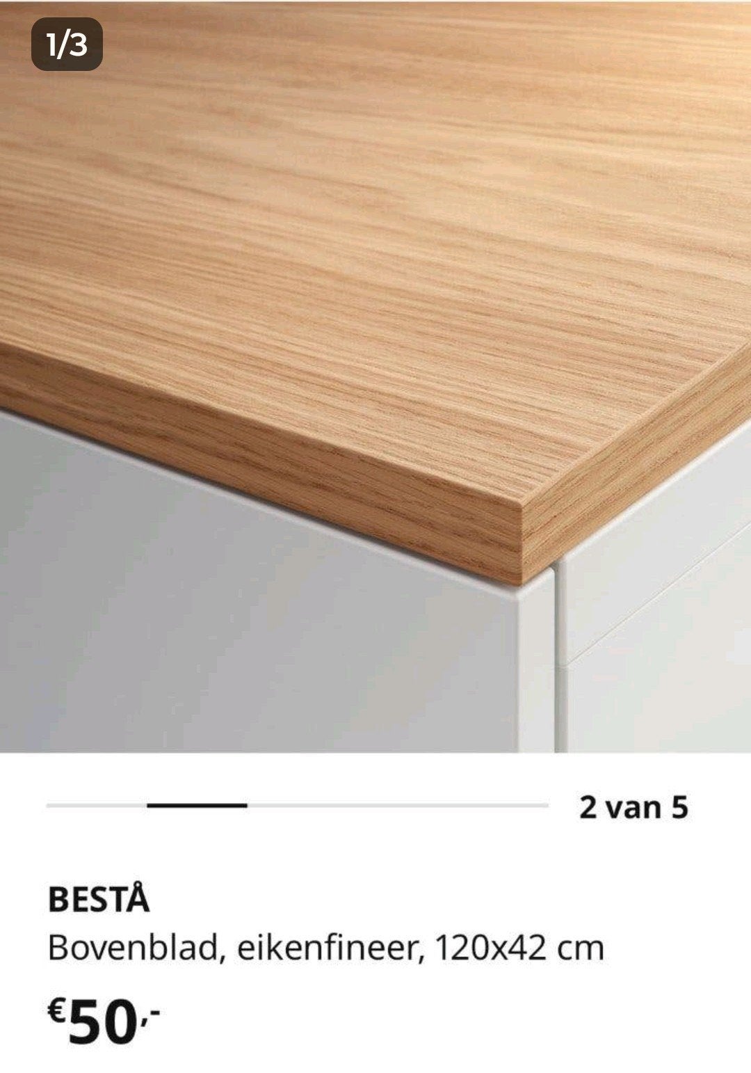 2 x bestâ bovenblad eiken fineer 120x42 cm Z.G.A.N, Ophalen, Zo goed als nieuw, Hout