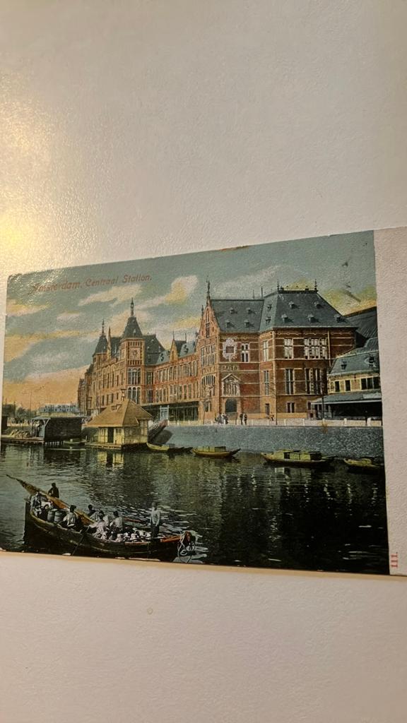 Oude Ansichtkaart Amsterdam Centraal Station, Verzamelen, Ansichtkaarten | Nederland, Ophalen of Verzenden, Voor 1920, Gelopen