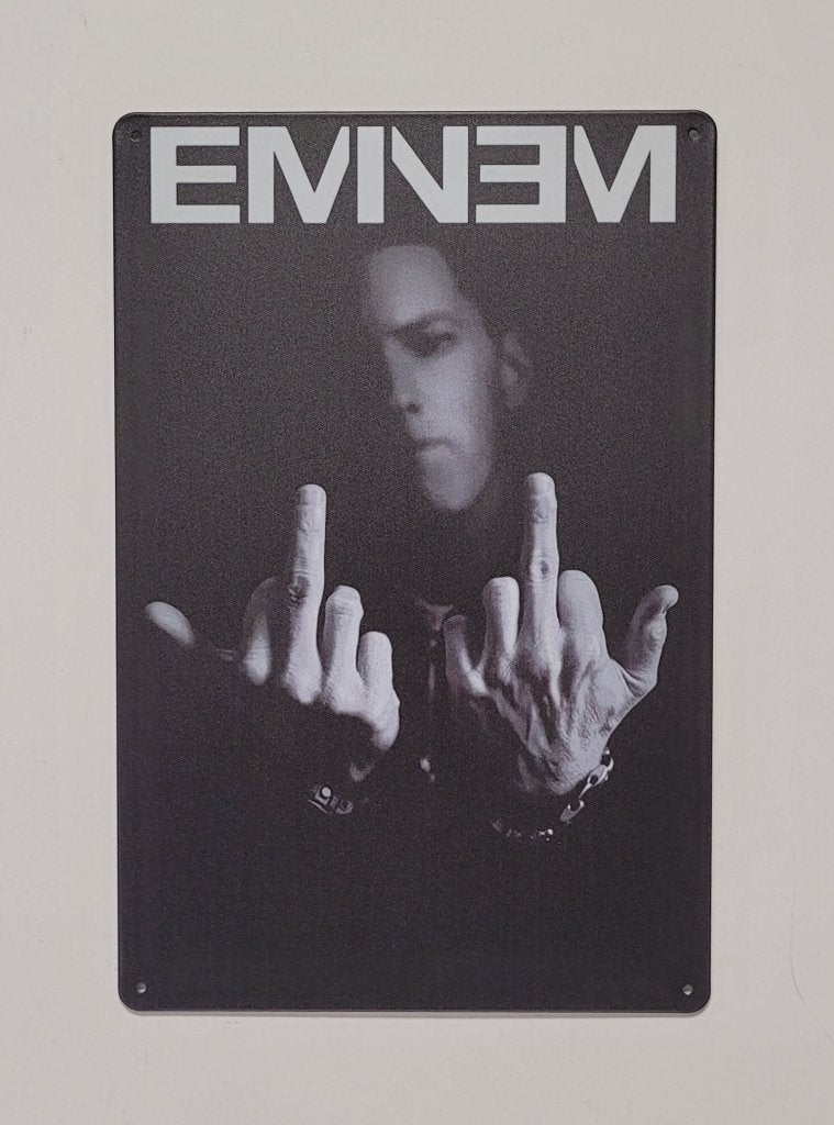 Eminem middelvinger reclamebord van metaal wandbord deco, Verzamelen, Info@deconoord.nl, Deco Noord, Nieuw, Ophalen of Verzenden
