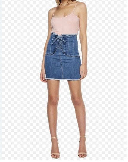 Corset Denim Skirt (Bardot), Blauw, Ophalen of Verzenden, Zo goed als nieuw, Boven de knie