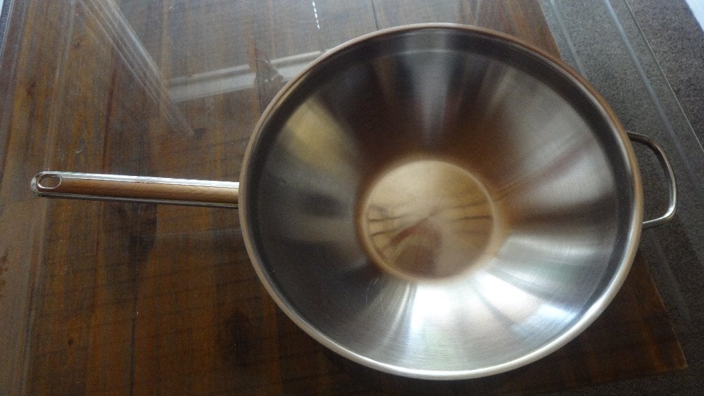 Keurige Demeyere Apollo 7 wok // 34 cm met handvat en deksel, Demeyere, Ophalen of Verzenden, Zo goed als nieuw, Rvs