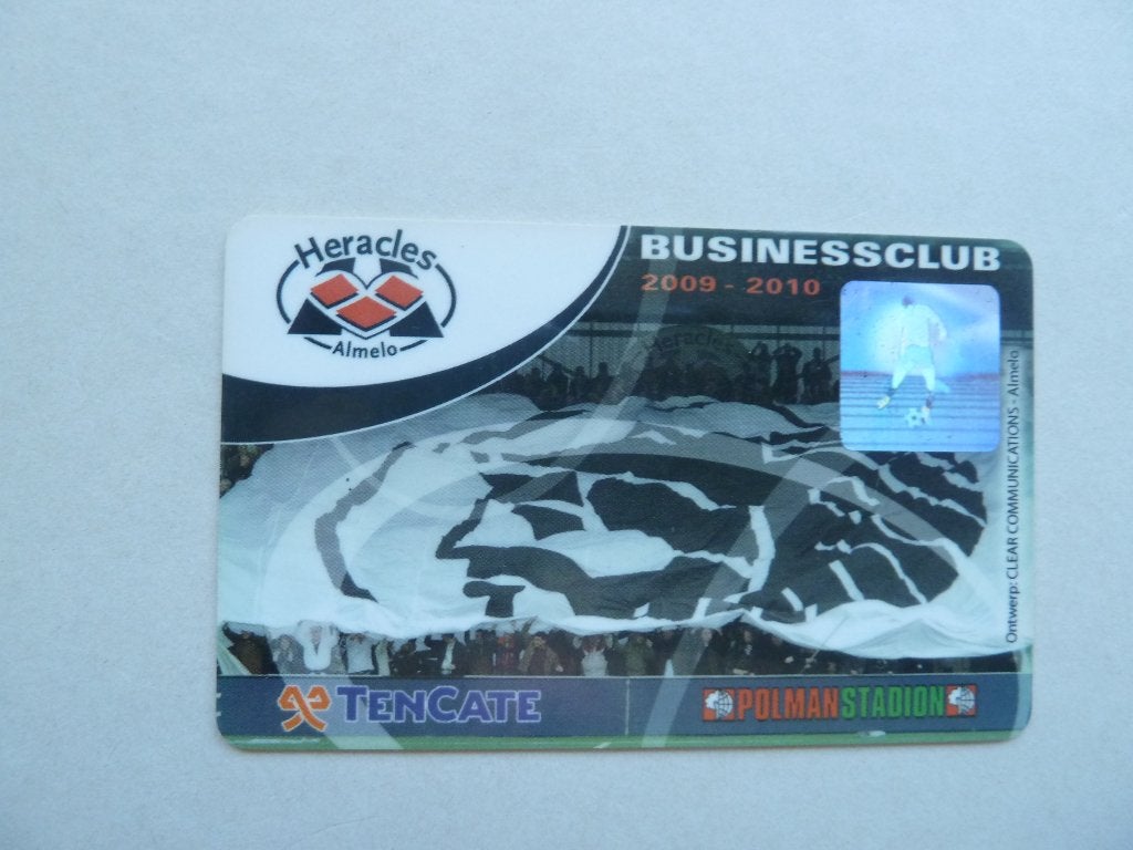 Businessclubcard Heracles. 2009/2010  Lichtblauwe achterkant, Verzamelen, Ophalen of Verzenden, Zo goed als nieuw, Overige binnenlandse clubs