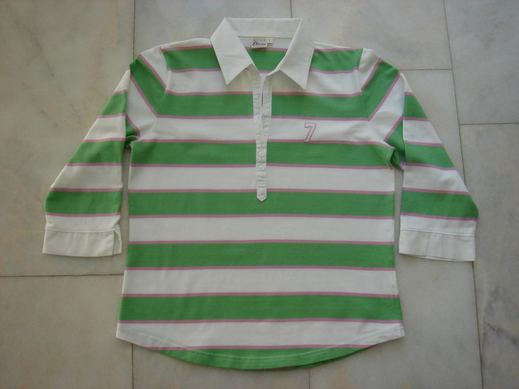 Groen wit gestreept T shirt met kraagje maat L, Kleding | Dames, Maat 42/44 (L), Ophalen of Verzenden, Lange mouw, Miss Etam