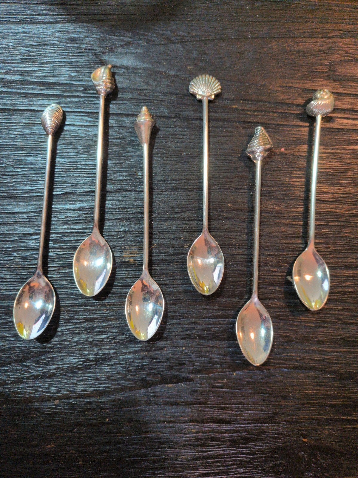 Verzilverde lepeltjes 6 schelpen (Shell), Antiek en Kunst, Ophalen of Verzenden