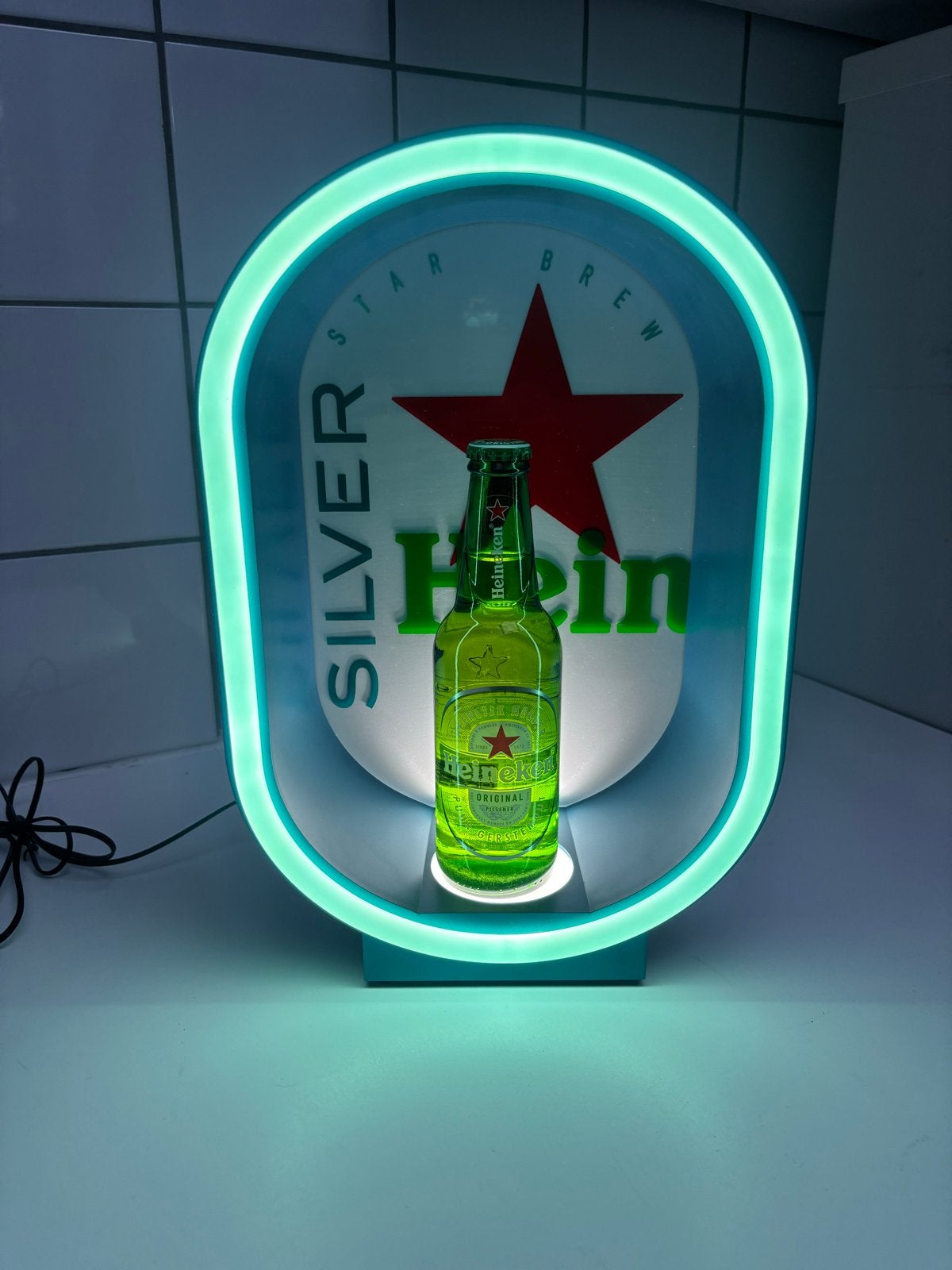 Heineken Silver Lichtbak - Uniek Reclameobject, Verzamelen, Ophalen of Verzenden, Zo goed als nieuw, Lichtbak of (neon) lamp