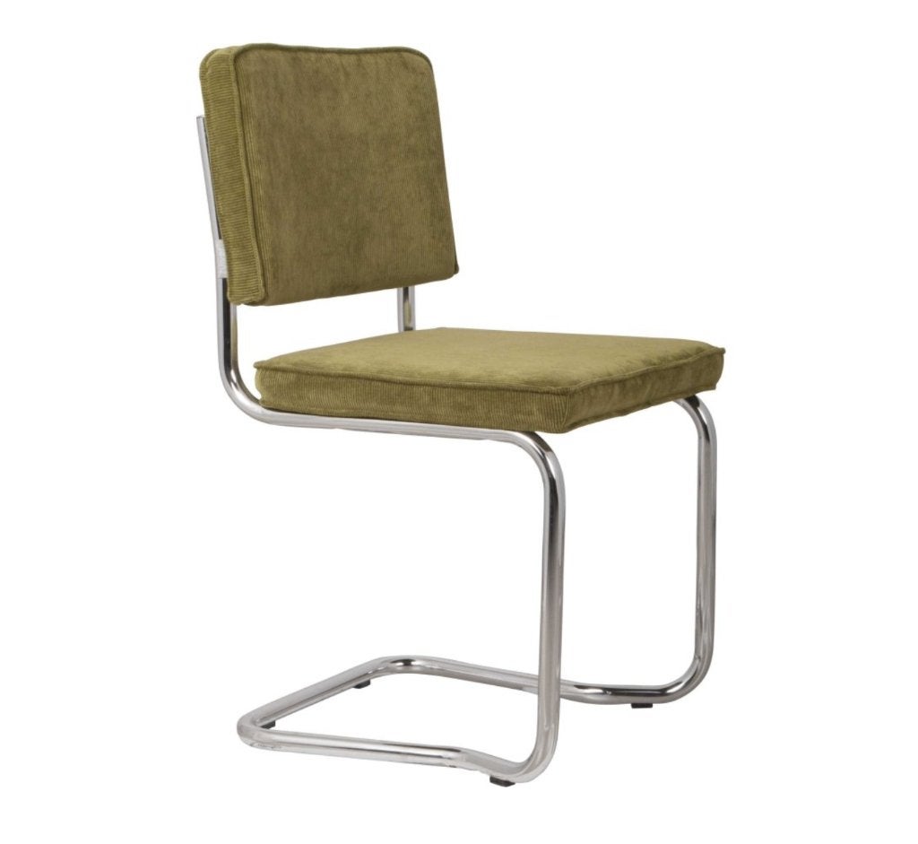 Zuiver Ridge Kink Rib stoel Groen | Set 2 | €169 p stuk, nu, Twee, Overige kleuren, Nieuw, Ophalen of Verzenden