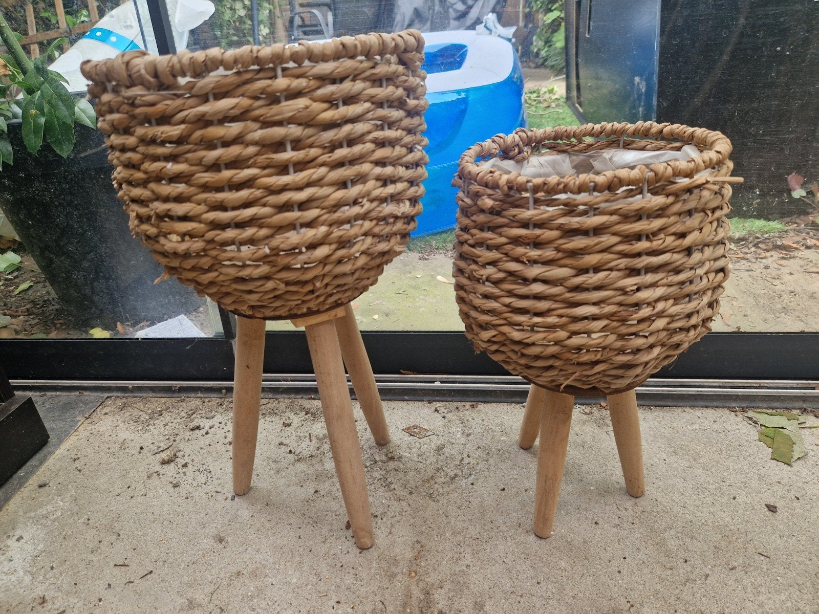 Rotan plantenbakken plantenbak riet bloempot bohemian Ibiza., Tuin en Terras, Bloembakken en Plantenbakken, Ophalen, Rond
