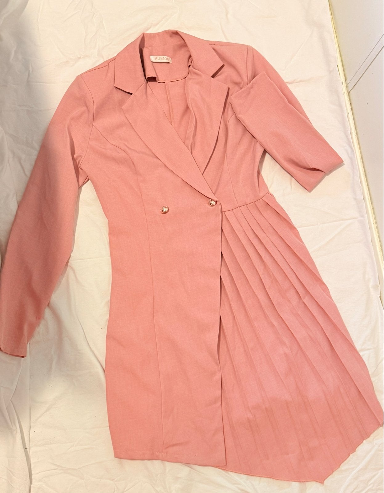 Roze blazerjurk met plooien - Elegant en stijlvol, Kleding | Dames, Ophalen of Verzenden, Zo goed als nieuw, Roze, Maat 36 (S)