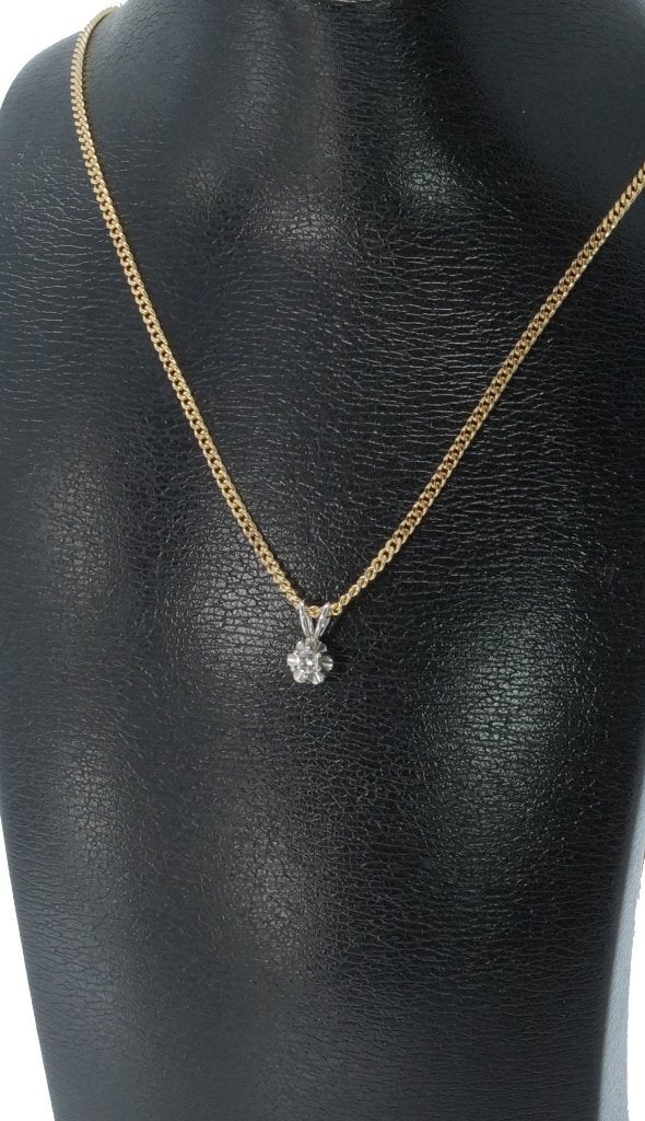 Diamant solitair 14k gouden ketting hanger briljant elegant, Voordeelsieraden, Ophalen of Verzenden, Zo goed als nieuw, Met edelsteen