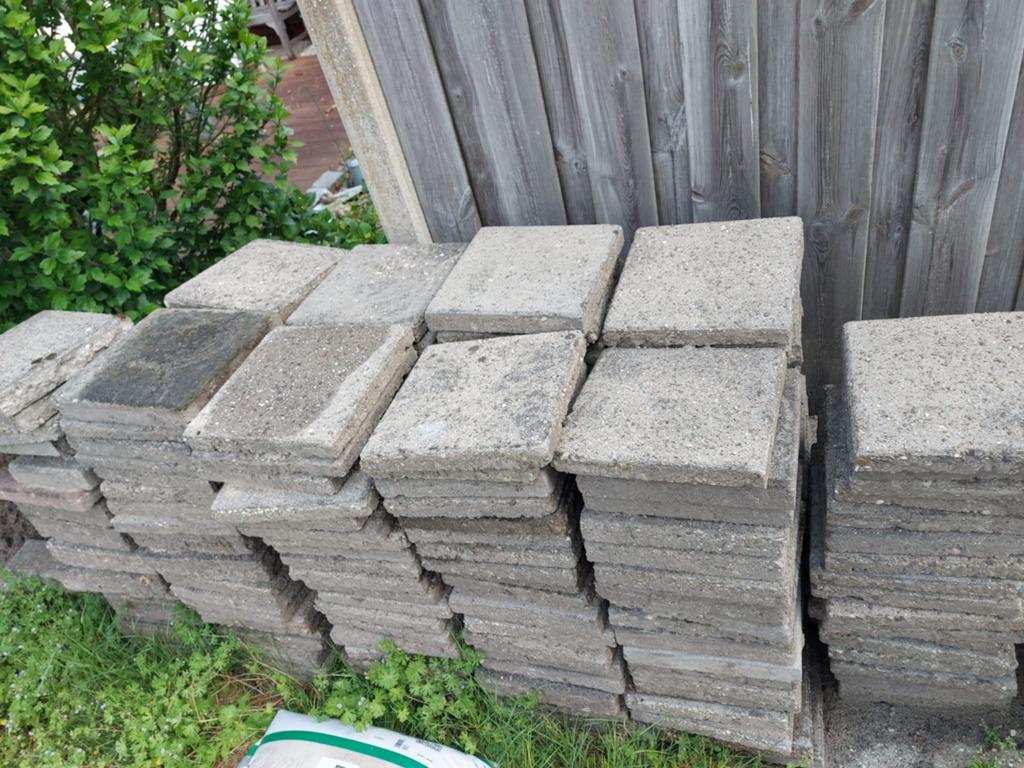 30x30 tegels, Tuin en Terras, Ophalen, Gebruikt, Beton, Terrastegels