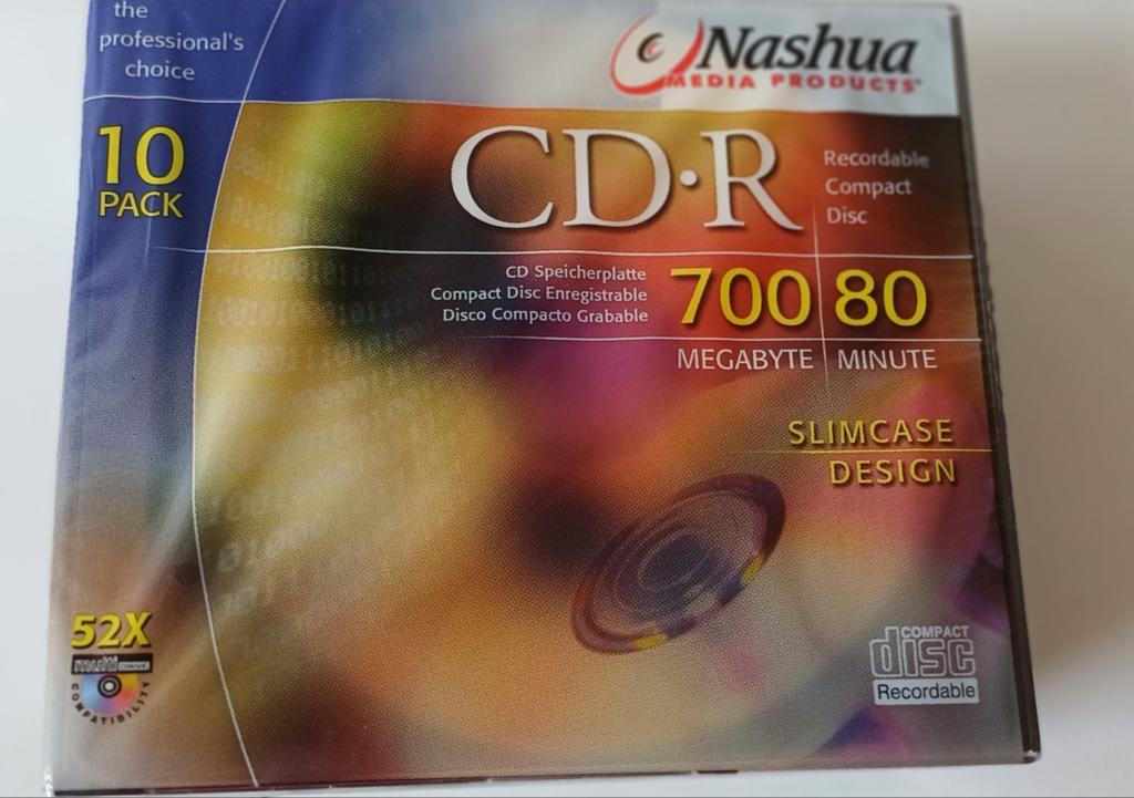 Nashua CD-R 700MB 80 Min Slimcase Design 10-pack, Verzenden, Nieuw, Cd, Nashua